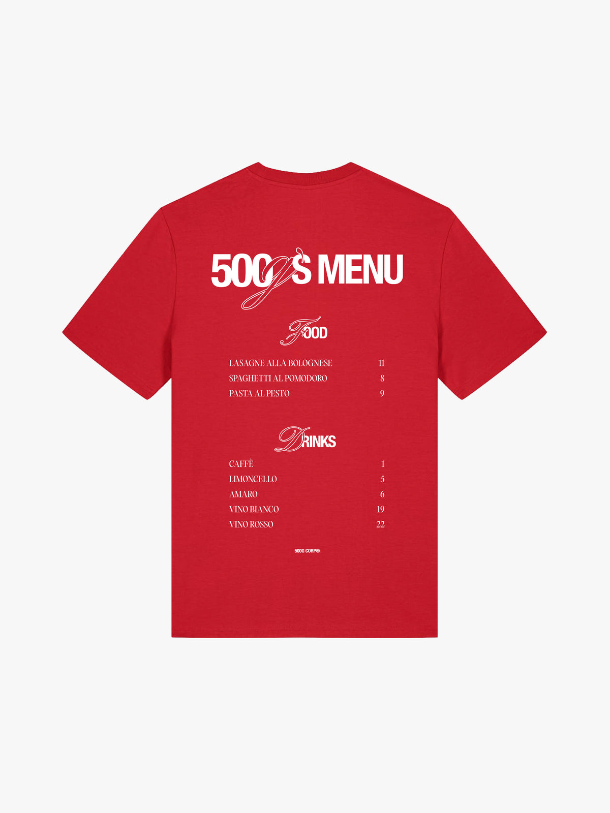 
Menù T-shirt, rosso, vue de dos